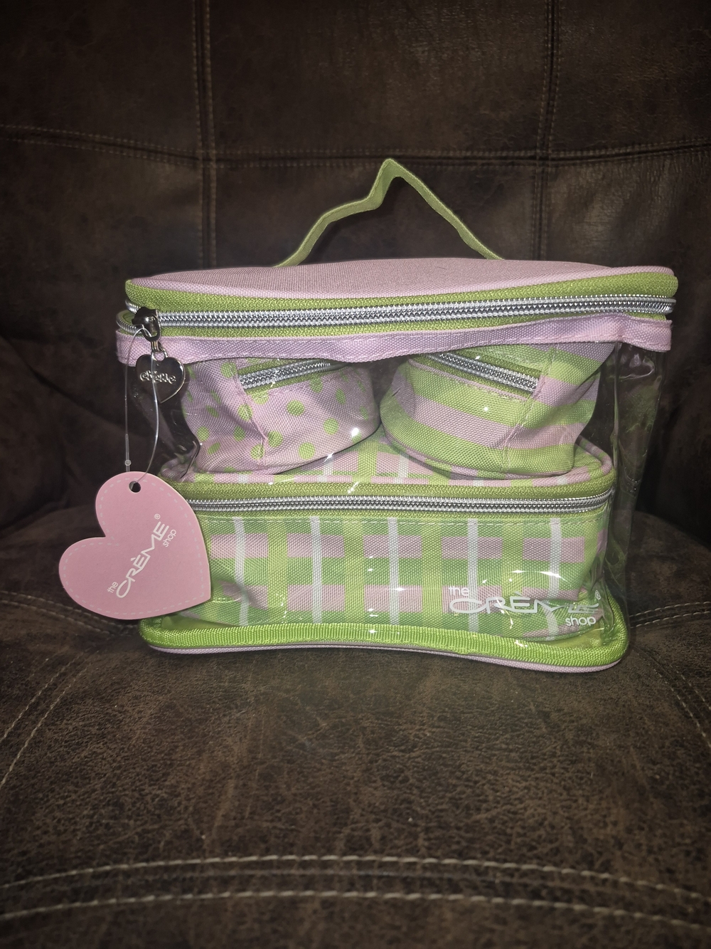 Creme Shop Pink & Green Travel Cosmetic Case Set